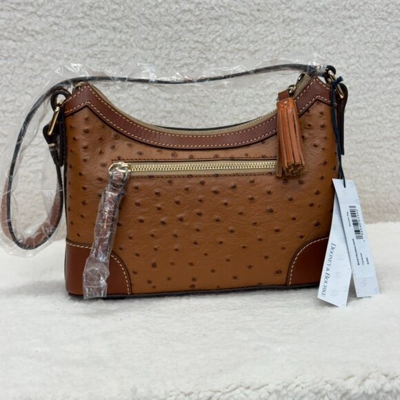 DOONEY & BOURKE - Shoulder Bag Purse in Caramel Italian Leather Ostrich NEW $268 - Picture 7 of 9